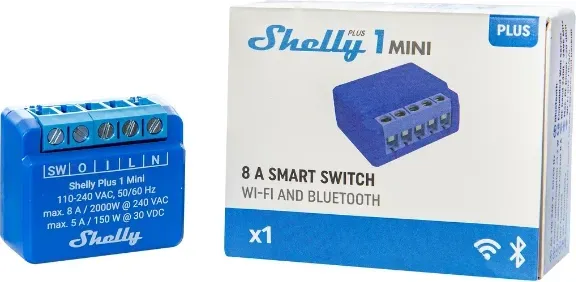 Shelly Plus 1 mini, Bluetooth/WLAN-wireless switch relay, 1-channel, flush,  switching actuator (Shelly_Plus_1_Mini)
