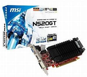 MSI GeForce GT 520, N520GT-MD1GD3H/LP, 1GB DDR3, VGA, DVI, HDMI