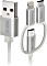 SBS Mobile USB zu Micro-USB-Kabel mit Lightning- und USB-C-Adaptern 1.2m weiß (TECABLEUSBIP53189W)