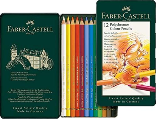 Faber-Castell Polychromos Buntstift sortiert, 12er-Set, Metalletui