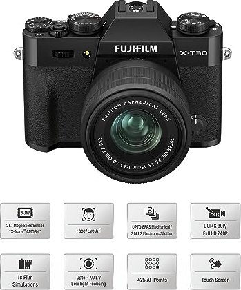 Fujifilm X-T30 II schwarz mit Objektiv XC 15-45mm 3.5-5.6 OIS PZ