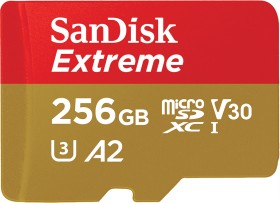 SanDisk Extreme R190/W130 microSDXC 256GB Kit, UHS-I U3, A2, Class 10 (SDSQXAV-256G)