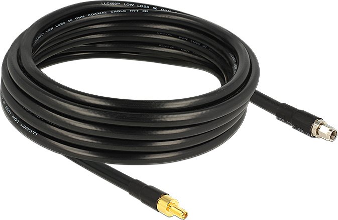 DeLOCK kabel antenowy RP-SMA wtyczka/RP-SMA gniazdko CFD400 LLC400, 5m, czarny