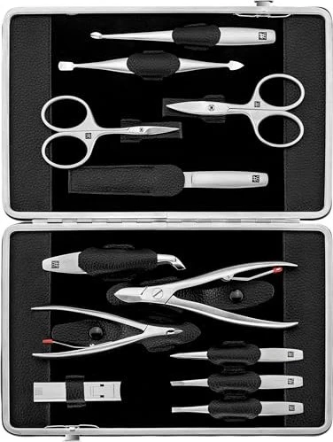 InstrumenteNrw Maniküre-Pediküre-Set 7-teilig – Mit Saphir-Nagelfeile, Etui | Edelstahl, Made In Solingen
