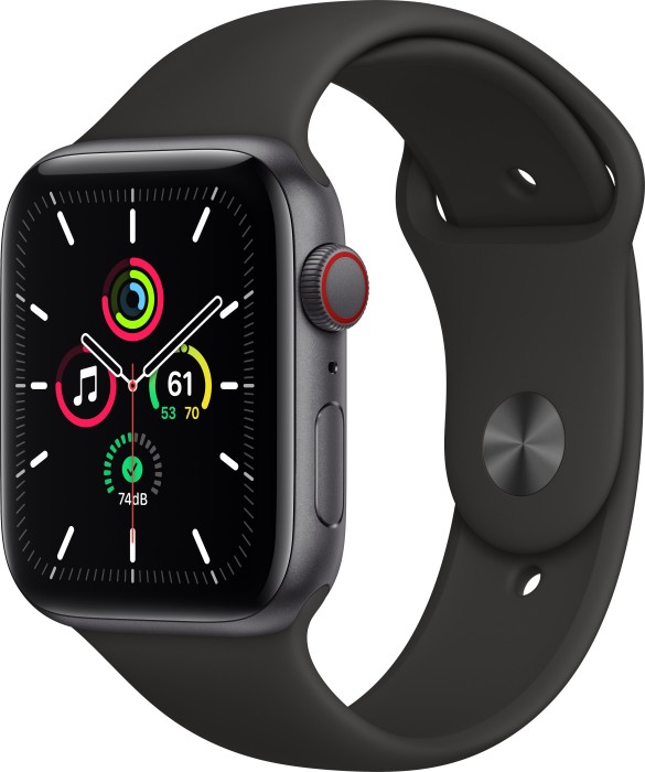 Apple Watch SE (GPS + Cellular) 44mm space grau mit Sportarmband schwarz