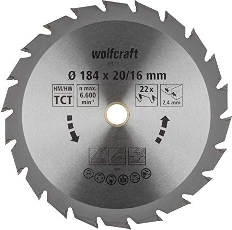 Wolfcraft seria zielony tarcza pilarska 184x2.4x16mm 22Z, sztuk 1