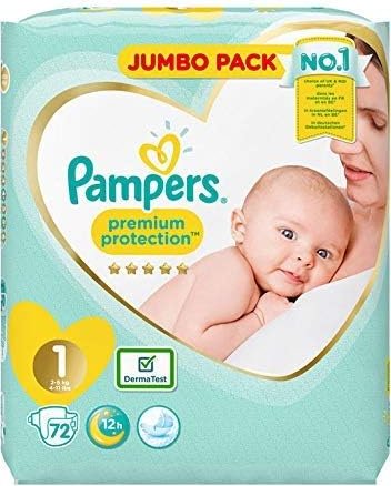 Pampers Premium Protection New Baby Gr.1 Einwegwindel, 2-5kg, 72 Stück