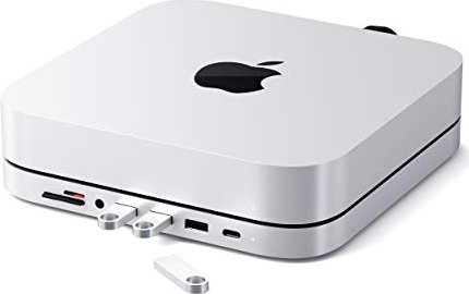 Satechi Type-C Aluminium Stand Hub für Mac Mini, Silver, Dual-Slot-Cardreader, USB-C 3.0 [Stecker]