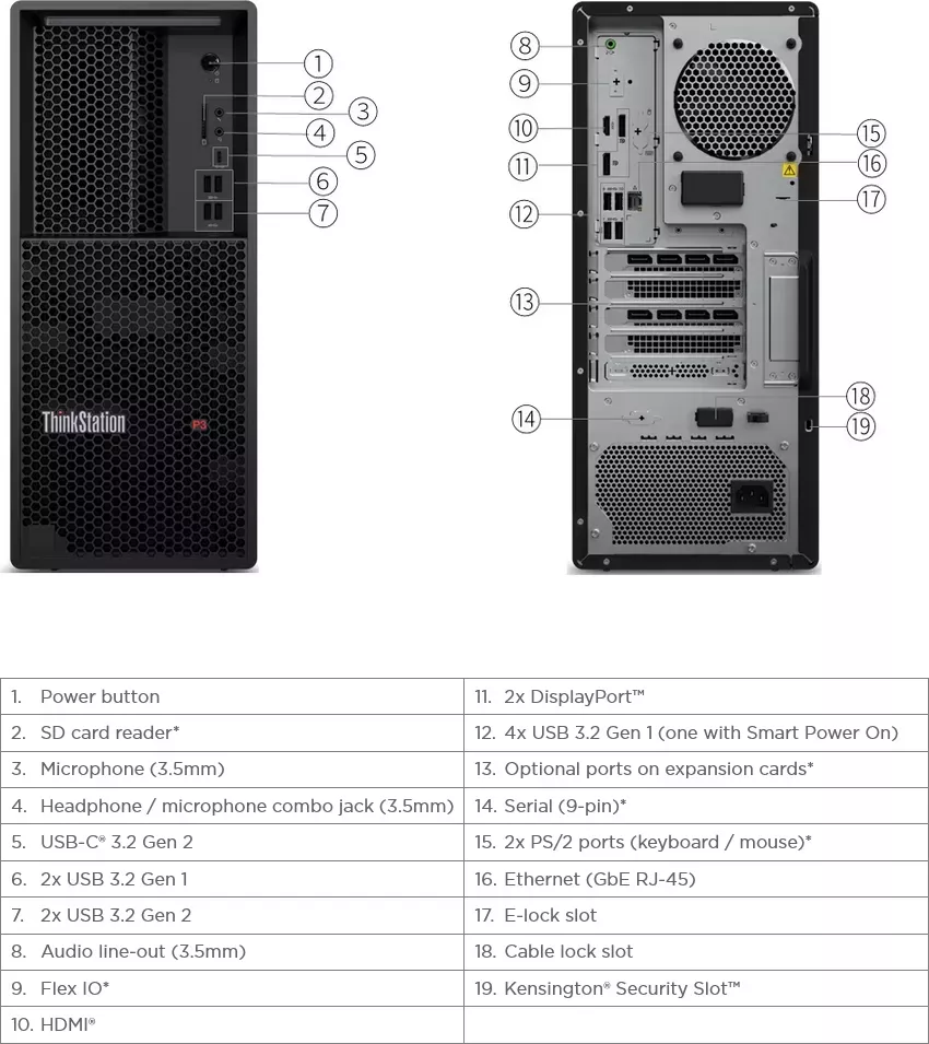 Lenovo ThinkStation P3 Tower, Core i7-13700K, 32GB RAM, 1TB