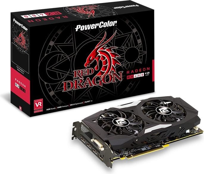 PowerColor Red Dragon Radeon RX 480 (dual Fan), 4GB GDDR5, DVI, HDMI, 3x DP