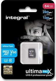 Integral ultima PRO X2 R280/W100 microSDXC 64GB Kit, UHS-II U3, Class 10