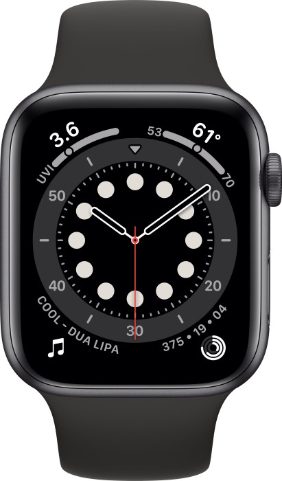 Apple Watch Series 6 (GPS + Cellular) 44mm Aluminium space grau mit Sportarmband schwarz