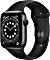 Apple Watch Series 6 (GPS + Cellular) 44mm Aluminium space grau mit Sportarmband schwarz (MG2E3FD)