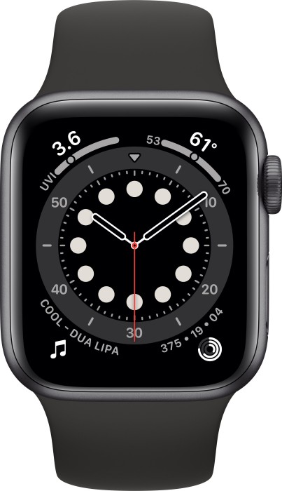 Apple Watch Series 6 (GPS + Cellular) 40mm Aluminium space grau mit Sportarmband schwarz