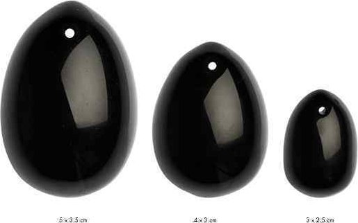 La Gemmes Yoni-Egg zestaw black obsidian, 3-częściowy
