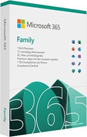 Microsoft Office 365 Family, 1 Jahr, PKC (deutsch) (PC/MAC) (6GQ-01580)