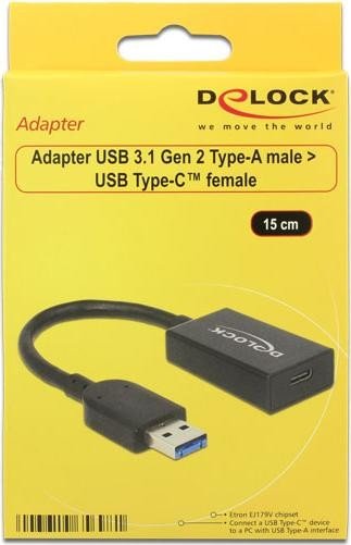 DeLOCK Adapter, USB-A 3.1 [Stecker] auf USB-C 3.1 [Buchse] Adapter