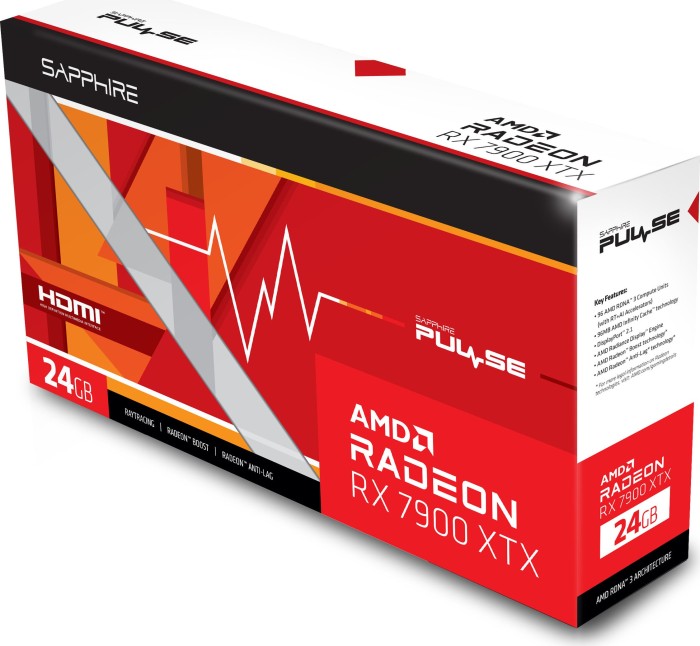 Sapphire Pulse Radeon RX 7900 XTX, 24GB GDDR6, 2x HDMI, 2x DP, lite retail