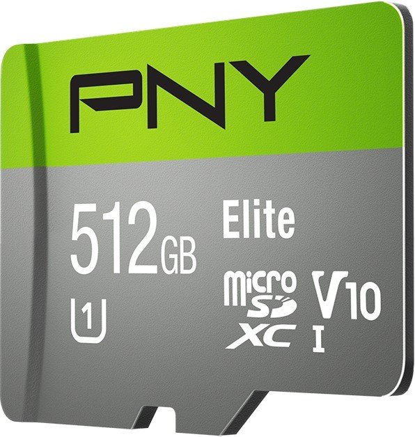 PNY Elite R90 microSDXC 512GB Kit, UHS-I U1, Class 10