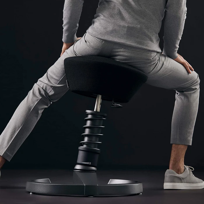 Aeris Swopper Stool Black Colored Fabric Adjustable