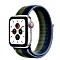 Apple Watch SE (GPS + Cellular) 40mm silber mit Sport Loop abyssblau/moosgrün (MKQW3FD)