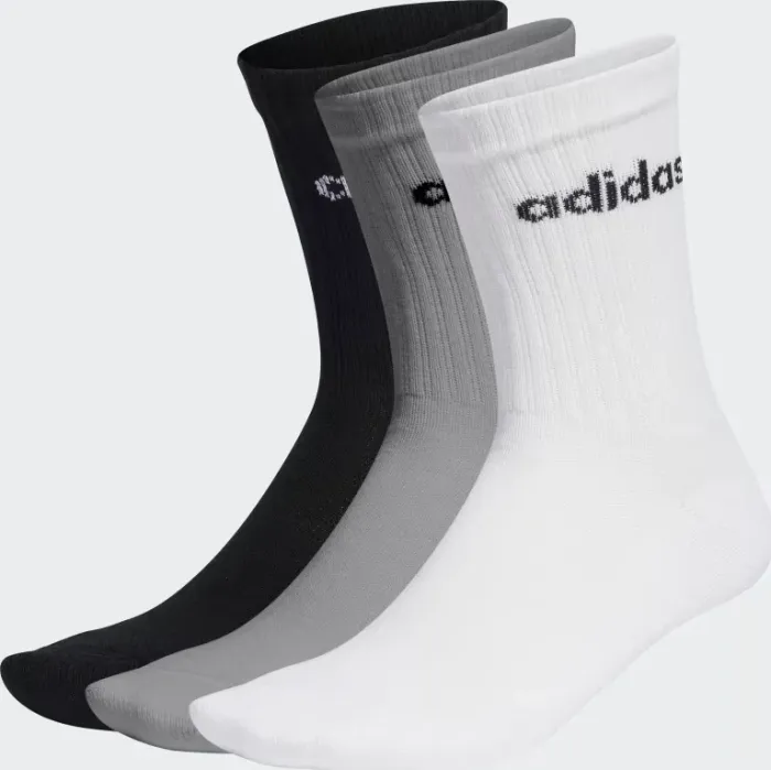 adidas Linear Crew Cushioned Skarpety średni grey heather/white/black, 3 para