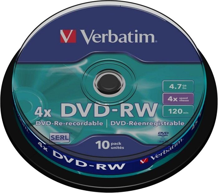 Verbatim DVD-RW 4.7GB 4x, Cake Box 10 sztuk