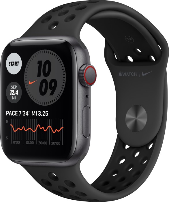 Apple Watch Nike SE (GPS + Cellular) 44mm space grau mit Sportarmband anthrazit/schwarz