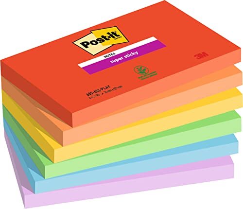 3M Post-it Super Sticky 655-6SS-PLAY Playful Collection 76x127mm, 6x 90 arkuszy