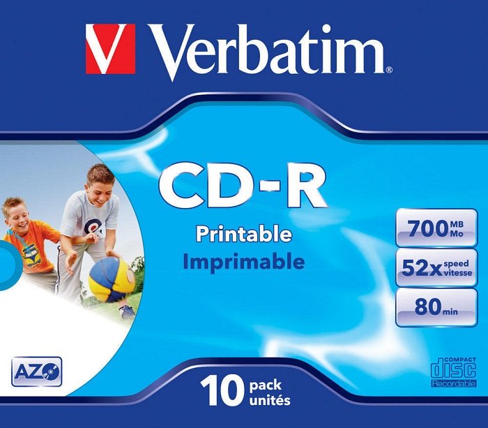 Verbatim Azo CD-R 80min/700MB, 52x, 10er Jewelcase, printable