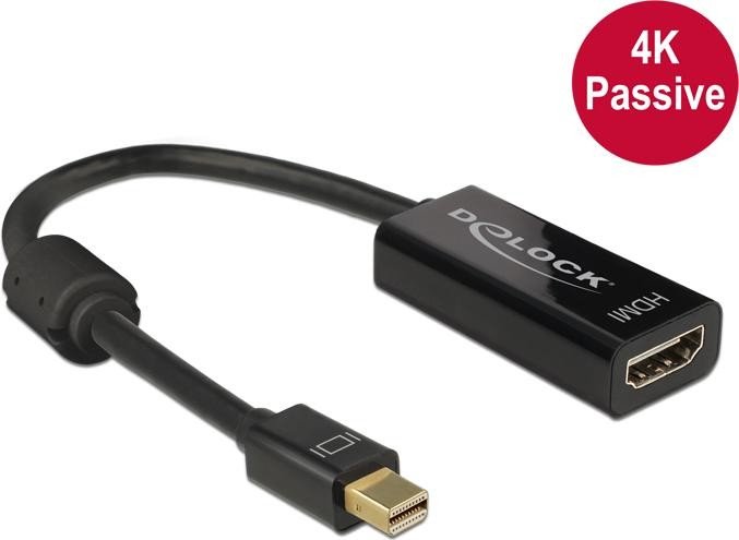 DeLOCK mini DisplayPort 1.2 [wtyczka]/HDMI [gniazdko] kabel przejściówka, pasywne, czarny
