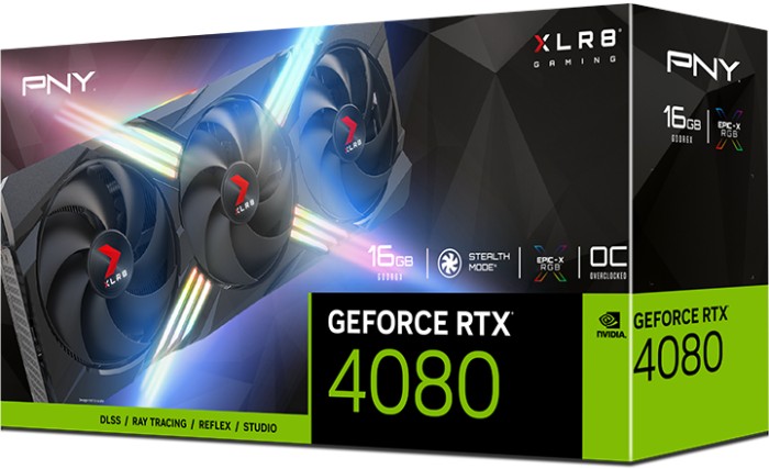 PNY GeForce RTX 4080 XLR8 Gaming Verto Epic-X RGB Overclocked Triple Fan, 16GB GDDR6X, HDMI, 3x DP