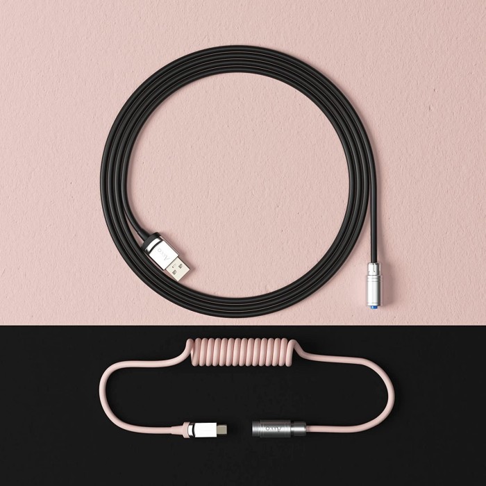 Akko Custom Coiled Aviator Cable V2 USB-C na USB-A, Tastaturkabel, 1.5m, czarny/różowy