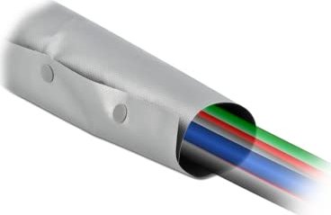 DeLOCK Kabelschutzschlauch z Knopfverschluss odporność na wysokie temperatury, 2m x 70mm, szary/czarny
