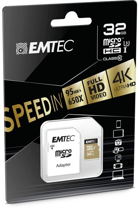Emtec SpeedIN PRO R95/W85 microSDHC 32GB Kit, UHS-I U3, A1, Class 10