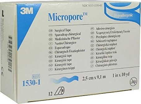 3M Micropore Hypoallergenes Vliespflaster 9.1mx2.5cm, 12 Stück