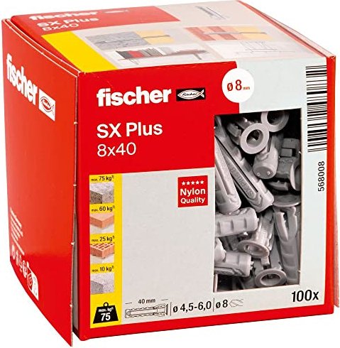 Fischer SX PLUS 8X 40 SPREIZDÜBEL / FISCH SX PLUS 8 X 40 568008 (100 Stück)