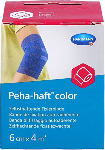 Hartmann Peha-haft Color opaska mocująca bez lateksu niebieski 4m x6cm