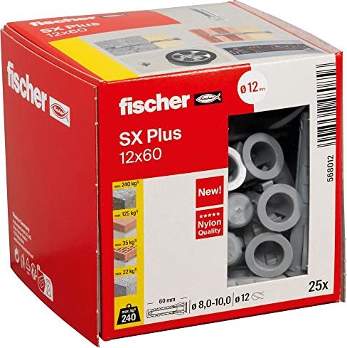 Fischer SX PLUS 12X 60 SPREIZDÜBEL / FISCH SX PLUS 12 X 60 568012 (25 Stück)