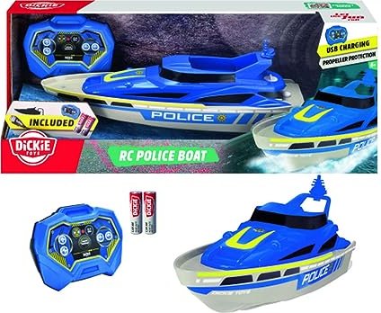 Dickie Toys 201107003 RC Police Boat, RTR Fahrzeug Elektro Einsatzfahrzeug
