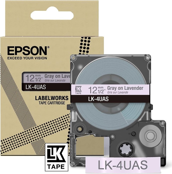 EPSON LK-4UAS Beschriftungsband Seide 12mm, grau/lavendel