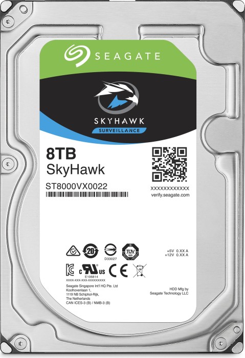 Seagate ST8000VX0022 SkyHawk 8 TB interne Video Festplatte 256 MB Cache, Sata 6 Gb/s 3,5 Zoll 8,89 cm 