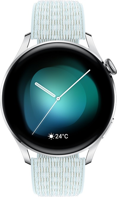 Huawei Watch 3 Classic silber mit Nylonarmband grau/blau