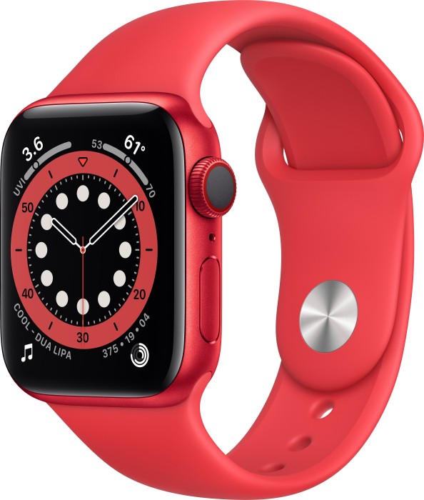 Apple Watch Series 6 (GPS + Cellular) 40mm Aluminium rot mit Sportarmband rot