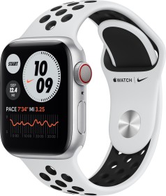 Apple Watch Nike Series 6 (GPS + Cellular) 40mm Aluminium silber mit Sportarmband platinum/schwarz