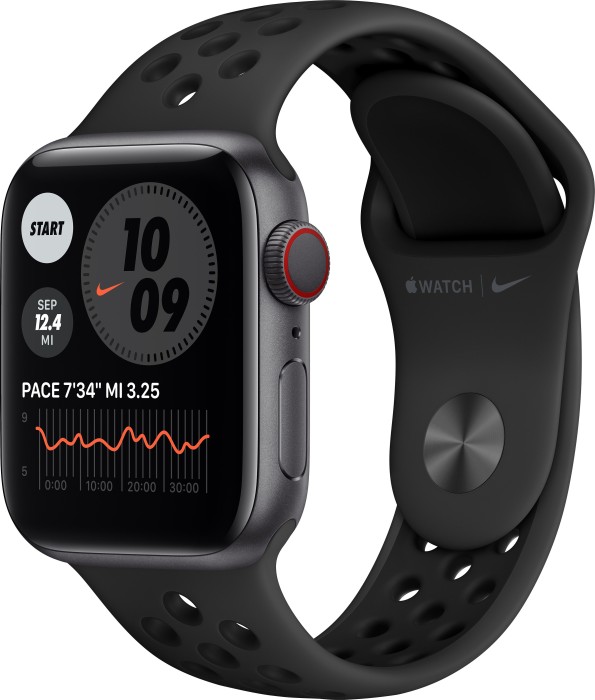 Apple Watch Nike Series 6 (GPS + Cellular) 40mm Aluminium space grau mit Sportarmband anthrazit/schwarz