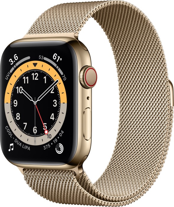 Apple Watch Series 6 (GPS + Cellular) 44mm Edelstahl gold mit Milanaise-Armband gold