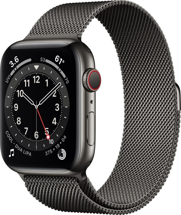 Apple Watch Series 6 (GPS + Cellular) 44mm Edelstahl graphit mit Milanaise-Armband graphit ab €