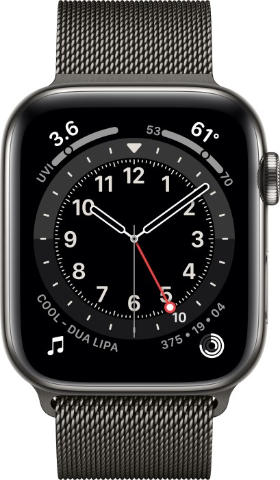 Apple Watch Series 6 (GPS + Cellular) 44mm Edelstahl graphit mit Milanaise-Armband graphit