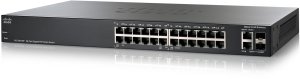 Cisco SG200 Rackmount Gigabit Smart Switch, 24x RJ-45, 2x RJ-45/SFP, 100W PoE